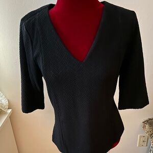 Ann Taylor Black V neck 3/4 length Sleeve top size Med